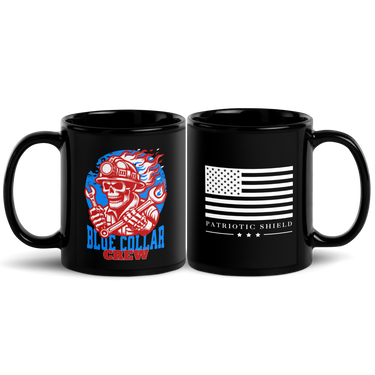 blue collar warrior coffee mug for hard working American patriots. 11 oz